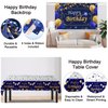 Gold and Blue Birthday Decorations for Men Boys Women Girls, 80pcs Blue and Gold Party Decorations Happy Birthday Backdrop Banner White Confetti Star Blue Gold Balloons Arch Tablecloth Party Supplies