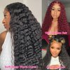 AskWish Deep Wave Lace Front Wigs Human Hair Pre Plucked 180% Density 13x4 Frontal Wigs Human Hair Transparent HD Lace 26 Inch Curly Wigs for Black Women with Baby Hair Glueless Wigs Natural Black