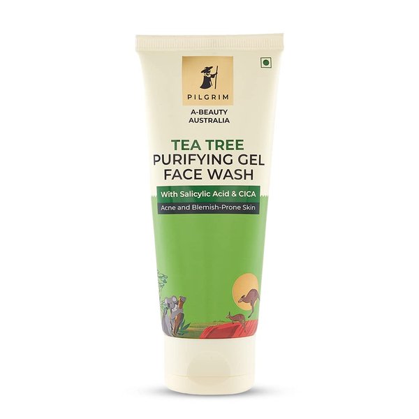 Pilgrim Australian Gel Face wash For Men & Women, purifying with Tea Tree, 1% Salicylic acid & CICA for oily skin,acne and pimples, for face|100ml