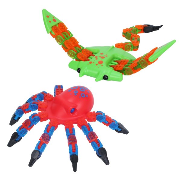 Zing Klixx Creaturez Combo Pack - Ocean Series, Create Stop Motion Animation, Click Fidget Toys for Stress Relief, Great for Kids Ages 4 and Up (Manta Ray + Octopus)