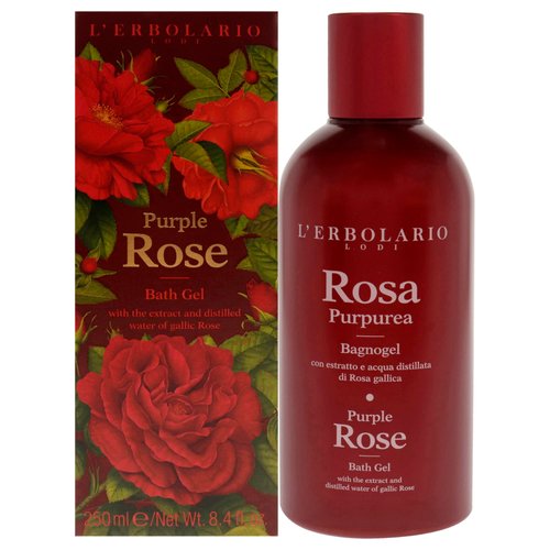 L'Erbolario Purple Rose Bath Gel - Body Wash Gently Caresses and Cleanses Your Skin - Perfumed and Relaxing Body Foam - Scented Shower Gel - Refreshing and Invigorating Bath Gel - 8.4 oz