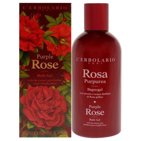 L'Erbolario Purple Rose Bath Gel - Body Wash Gently Caresses and Cleanses Your Skin - Perfumed and Relaxing Body Foam - Scented Shower Gel - Refreshing and Invigorating Bath Gel - 8.4 oz