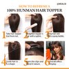 Hair Toppers for Women Real Human Hair Bangs 3.1x4.3 inches Lace Base Clip in Hair Extensions with Thinning Hair 360° Cover French Clip on Bangs Natural Black 12 inch Hair Topper for Daily