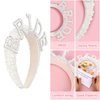 BAHABY Bridal Headband Bachelorette Party Favors Bride Headband Bridal Headpiece White Pearl Headbands for Women Bridal Shower Decorations