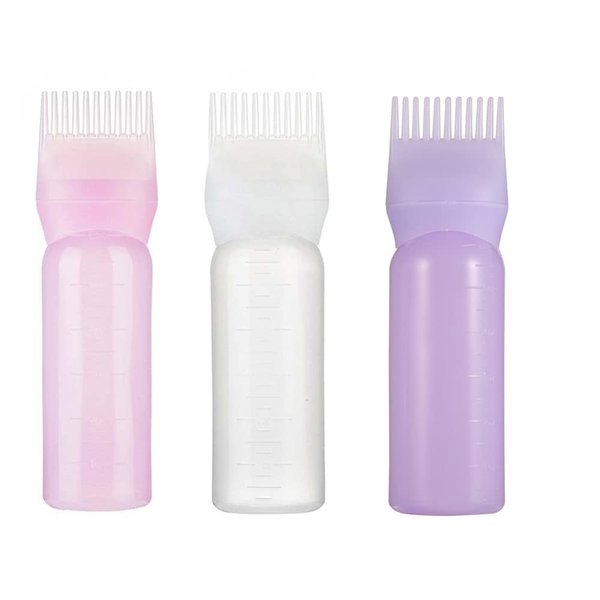 Vctitil 3Pcs Root Comb Applicator Bottle,6 Ounce Lightweight Hair Dyeing Bottle with Graduated Scale for Brush Shampoo Hair Color Oil Comb Applicator Tool