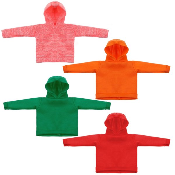 Bencailor 4 Pcs Christmas Doll Clothes Winter Doll Sweater Hoodie Doll Accessories Doll Sweater Set Clothing for Elf Doll Decor (Pink Red Orange Green, 11.5 Inch)