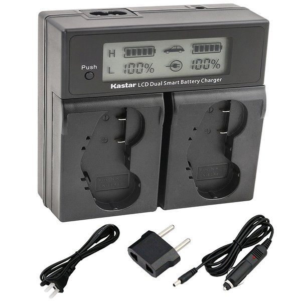 Kastar LCD Dual Smart Fast Charger for Nik EN-EL4, EN-EL4A, ENEL4, ENEL4A and Nik D2Z, D2H, D2Hs, D2X, D2Xs, D3, D3S, D3X, F6 Camera, Nik MB-D10, D300, D300S, D700, MB-40 Grip