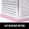 Gorilla Grip Professional 100% BPA Free 4-Sided Cheese Grater, Stainless Steel XL Box Graters with Ergonomic Handle, Parmesan Shredder, Ginger Carrot Slicer, Dishwasher Safe, Includes Container, Pink