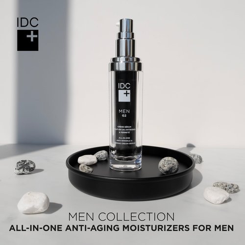 IDC Dermo Men G2 All-In-One Anti Aging Face Cream Serum for Men - 1 fl oz - Anti Wrinkle Face, Eyes And Neck Firming And Tightening Cream - Vegan Hydrating Face Serum Anti Wrinkle Pore Refining