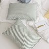 JELLYMONI 100% Natural Cotton Striped King Pillowcases Set, 2 Pack White and Green Stripes Pattern Printed Pillow Covers with Envelope Closure(Pillows are not Included)
