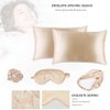 Satin Pillowcase with Eye Mask Scrunchies 5-Piece Set Pillowslip Sleep Eyeshade Headband Hair Ring for Women (Beige)