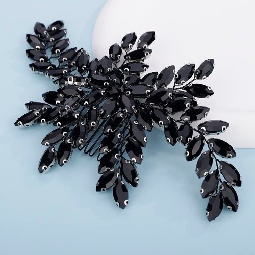Rumtock Black Rhinestones Hair Comb Women Girls Handmade Headpiece Hair Styling Jewelry