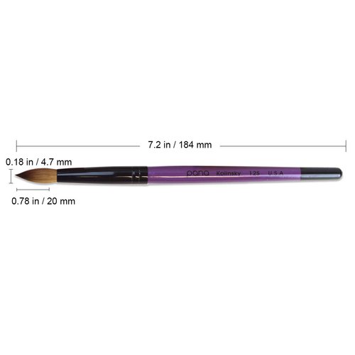 Pana Purple Coated Wooden Handle with Black Ferrule Pure Kolinsky Acrylic Nail Brush (Size 12)