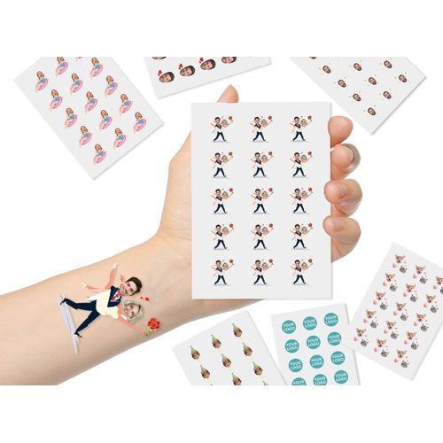 M YESCUSTOM Customized Disposable Tattoo Stickers, Funny Pattern Customization, Face Name Customization, Suitable for Birthday Party, Water Party, Wedding Celebration, Memorial Event, etc