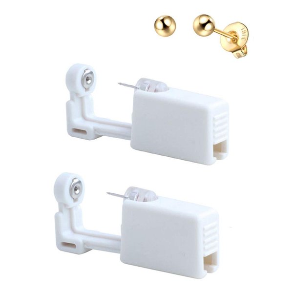silver angel Ear Piercing Gun Disposable Self Mixed Colors Ear Piercing Gun Kit Safety Ear Piercing Gun Kit Tool For Women Men (Gold)