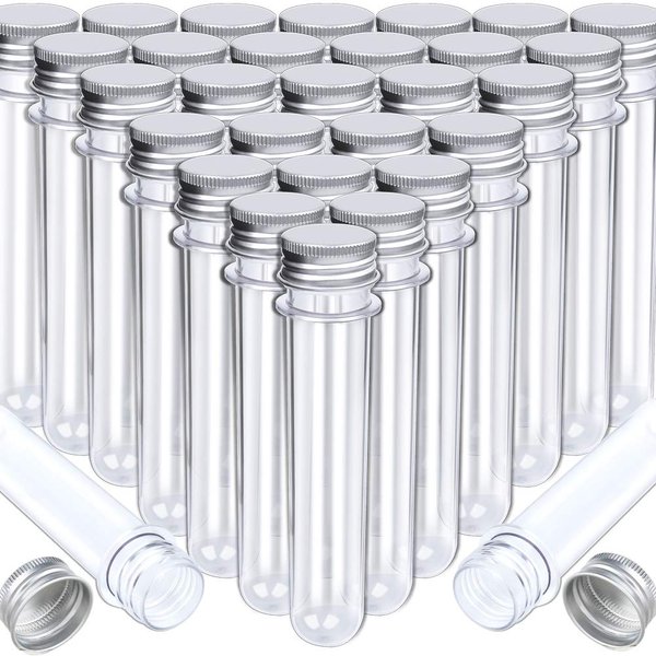 HNYYZL Bestsupplier 30 Pack Science Party Test Tubes 40 ml 25x140mm,Clear Plastic Test Tubes Gumball Candy Tubes, Bath Salt Vials Christmas Birthday Gifts