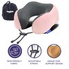 napfun Neck Pillow for Traveling, Upgraded Travel Neck Pillow for Airplane 100% Pure Memory Foam Travel Pillow for Flight Headrest Sleep, Portable Plane Accessories, Pink