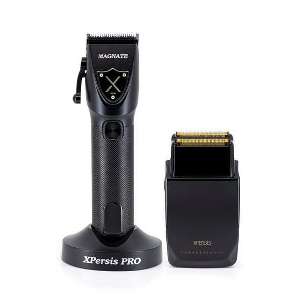 XPERSIS PRO Magnate DLC Fade Blade Black Cordless Hair Clipper for Barbers, Professional Mens Hair Clipper + Electric Razor Foil Shaver with Sharp Blades