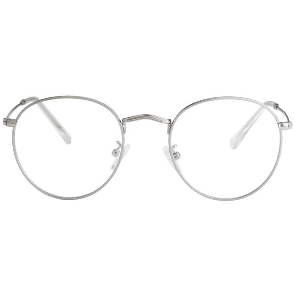Kursan Blue Light Blocking Glasses for Women Men Retro Round Clear Lens Eyeglasses (Silver)