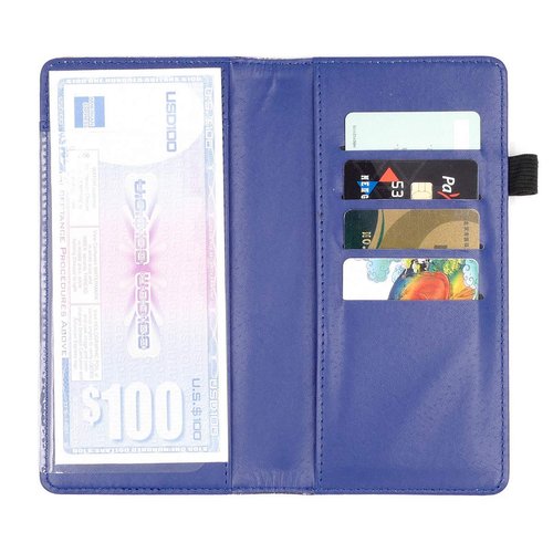 menesia Checkbook Cover for Men & Women RFID Leather Check Book Holder Wallet(Blue Starry)