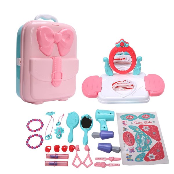 Kids Vanity Set for Little Girls Aged 4-9 Years Old, Toddler Vanity Set with Mirror and Stool Girls Vanity Princess Toys Birthday Gift