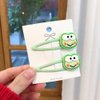 2Pc Green Geometric Trendy Frog Headwear Women Hair Clips,Duckbill Side Clips,Korean Barrettes,BB Hairpins,Hair Clips,Hair Accessories