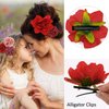 Atoden Red Flower Hair Clips Hawaiian Realistic Bohemian Rose Flower Hair Clips 16 Pcs Hawaii Boho Clips Artificial Tropical Floral Hair Barrettes Hair Accessories for Women Girls Halloween Cosplay