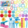 Dough Tools for Kids, 41Pcs Dough Toys Include Play Food Molds - Cupcakes, Ice Cream, Burger, Fries, Noodle, Play Bulk Pack with Roller, Cutters, Scissor, Dough Mat and Storage Bag Gifts (Tools)