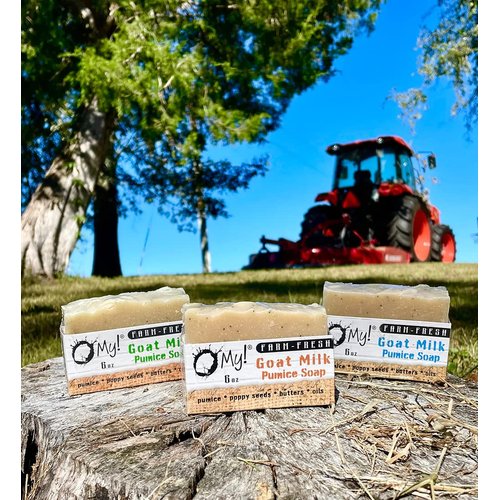 O My! Goat Milk Pumice Soap 6oz | Made with Farm-Fresh Goat Milk | Free of Parabens & More | Handcrafted USA