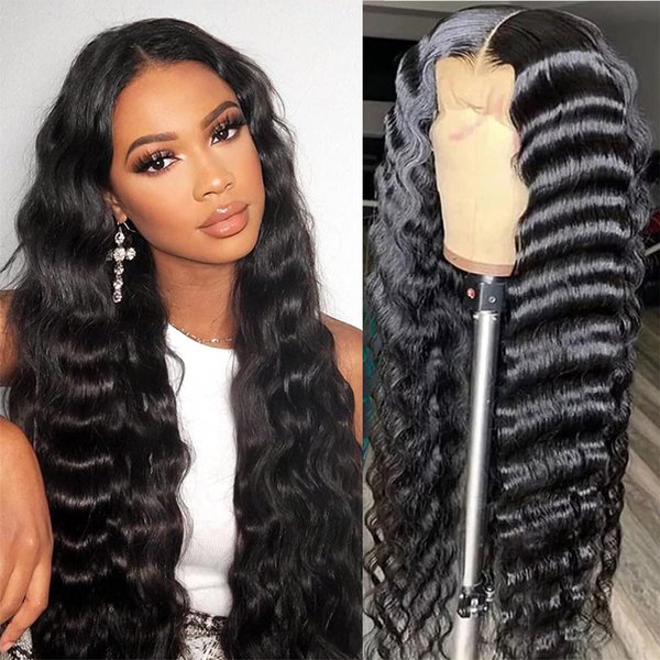 Loose Wave Lace Front Wigs Human Hair 13x4 HD Transparent Loose Deep Wave Human Hair Lace Front Wigs for Black Women 180% Density Glueless Wigs Human Hair Pre Plucked with Baby Hair (20 Inch)