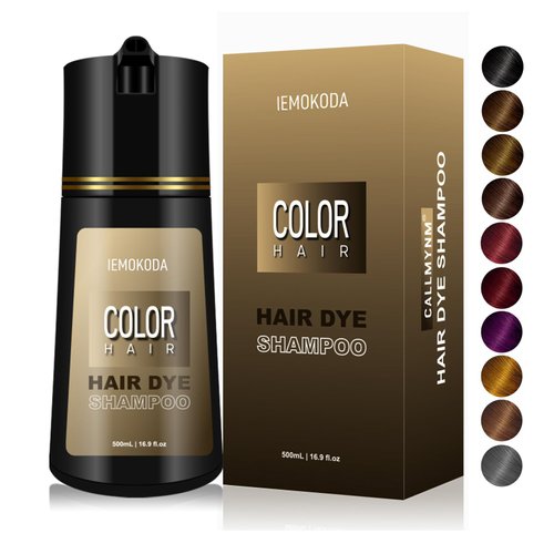 Hair Dye Shampoo for Gray Hair, 3 In 1 Natural & Long-Lasting Hair Color Shampoo, Instant Magic Hair Dye, champu para canas Herbal Treated for Men Women,16.9 fl.oz (Black)