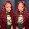 BeautyGrace 26Inch Burgundy Deep Wave Lace Front Wigs Human Hair 180% Density 99j Burgundy Frontal Wigs Human Hair 13x4 Red Human Hair Lace Front Wig for Fashion Black Women (26 Inch)