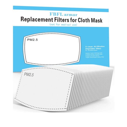 100pcs PM2.5 Activated Carbon Filter for Cloth Mask Ship from USA, 5 Layers Replaceable Anti Haze Filters Paper for Reusable Face Cover Outdoor - Anti Fogging Health Protection