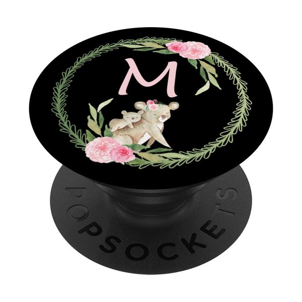 Cell Phone Pop Out Holder,Cute Koala Bear Flower Letter M PopSockets Grip and Stand for Phones and Tablets
