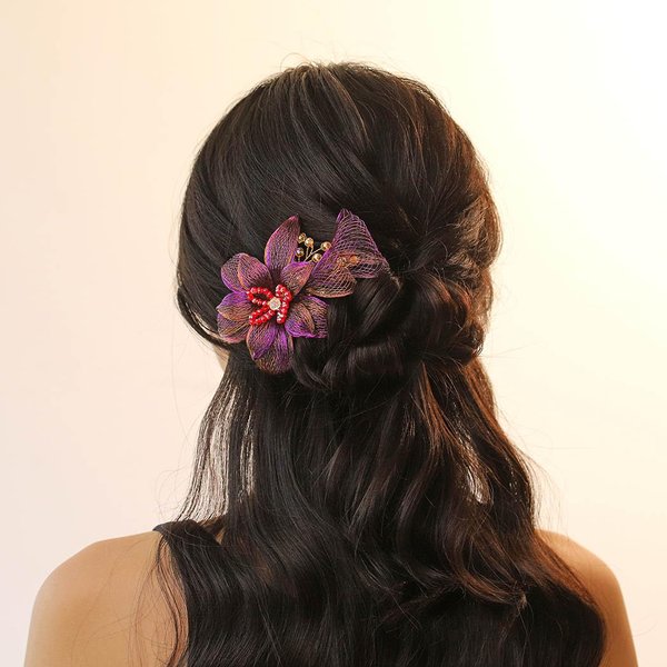 Yokawe Flower Hair Barrettes Bride Wedding Hair Clips Yellow Red Crystal Hairpin Floral Prom Hair Accessories for Women