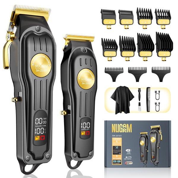 Hair Clippers for Men Cordless Hair Clipper Hair Trimmer Barber Clippers Zero Gapped T-Blade Hair Trimmer with LCD Display & Guide Combs Beard Cutting Kit Wireless Haircut Machine for Family