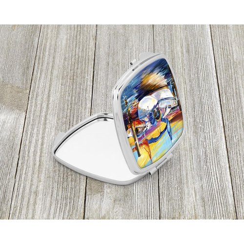 Caroline's Treasures JMK1243SCM Symmetry again Sailboats Compact Mirror Decorative Travel Makeup Mirror for Women Girls Gifts Pocket Makeup Mirror Folding Handheld