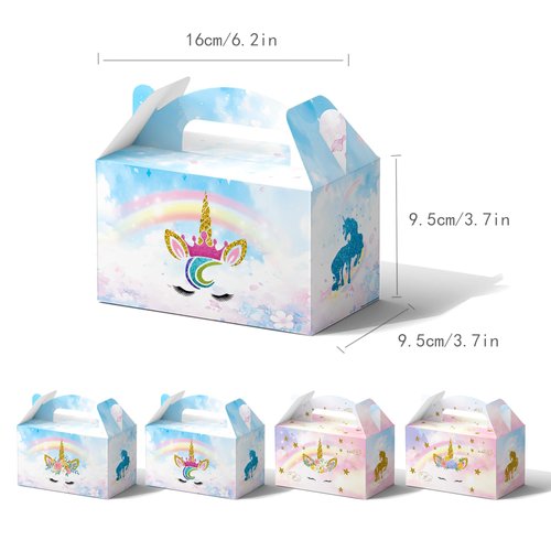 XJLYAYA 12Pcs Unicorn Party Cake Boxes Supplies Gift Candy Treat Boxes for Kids Themed Birthday Party Decorations