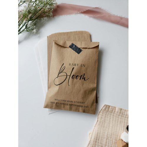 Baby In Bloom Baby Shower Favor - Gender Reveal Girl Or Boy - Custom Seed Packet Favor - Baby Shower Favors - Set of 25