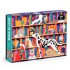Galison Best in Show – Michael Driver 1000 Piece Puzzle Featuring A Witty Shelfie of Felines and Canines Sharing Trophies and Books