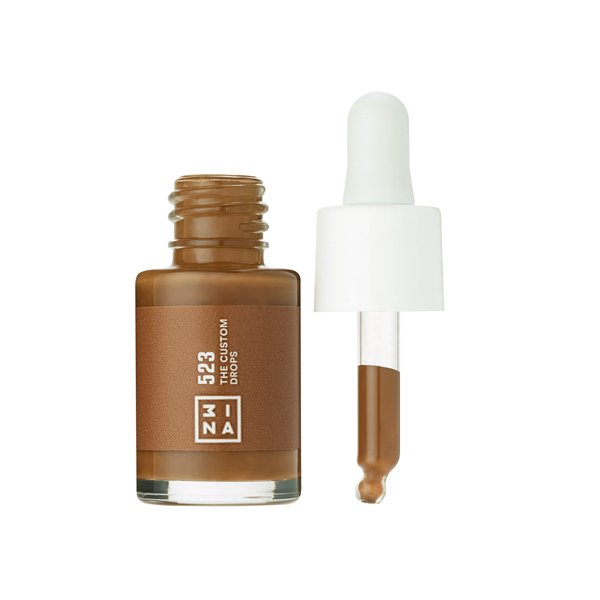 3ina MAKEUP - Vegan - The Custom Drops 523 - Brown - Foundation Drops to Adjust Makeup - Durable Formula - Matte Effect - Oil-Free - Matte Varnish - Cruelty Free
