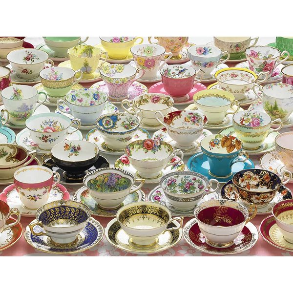 Cobble Hill 275 Piece Easy-Handling Puzzle - More Teacups - Sample Poster Included