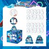 Misaidou Blue Video Game Birthday Money Gift Box with DIY Stickers for Any Age, Surprise Money Boxes for Cash Gift with Pull Out Happy Birthday Day Card and 100Pcs Transparent Bags for Boys Girls