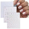 Aurora Holographic Nail Stickers, 16 Sheets Self-Adhesive Nail Decal Glitter Stars Heart Nail Art Decoration Design Supplies