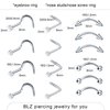 BLZ 90PCS Mixed-pack Piercing Kit Stainless Steel 14G 16G 18G 20G Piercing Needle with Nose Septum Lip Tongue Tragus Cartilage Daith Eyebrow Belly Button Rings Retainer Piercing Jewelry silver