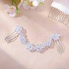 Foyte Crystal Wedding Hair Comb Leaf Headpiece Silver Rhinestone Hair Piece Bride Side Combs Hair Accessories for Women and Girls