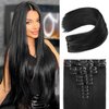 REECHO Hair Extensions, 11PCS Clip in Hair Extensions 24" Long Straight hair extensions HE005 Natural Soft Synthetic Hairpieces for Women – Black