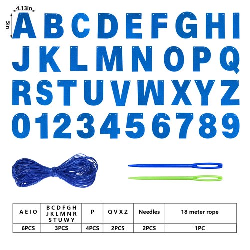 DIY Banner Kit with Letters Glitter Banner Letters Blue Customizable Birthday Banners Graduation Banner Custom Party Hanging Banner for Graduation Wedding Party Baby Shower Decoration (Blue)