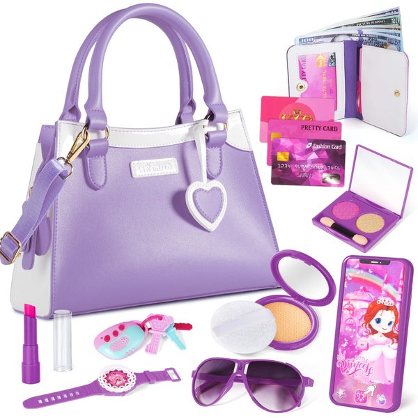 Shemira Play Purse for Little Girls, Princess Pretend Play Girl Toys for 3 4 5 6 Years Old,Birthday Gifts for Girls Age 3-5 4-6, Easter Gifts for Girls, Easter Basket Stuffers for Toddlers Girls