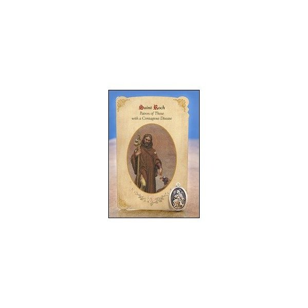 St Roch Healing Holy Card with Medal